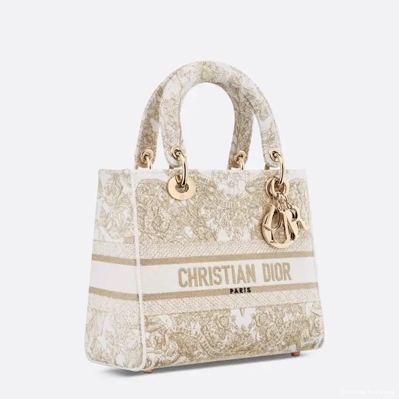 Cheap White Around Motif Gold World Canvas Lady The D-lite Butterfly Bag Medium 0528 Luxury